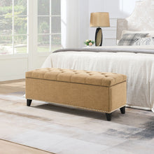 Load image into Gallery viewer, Button-Tufted Storage Ottoman With Safety Close Hinge
