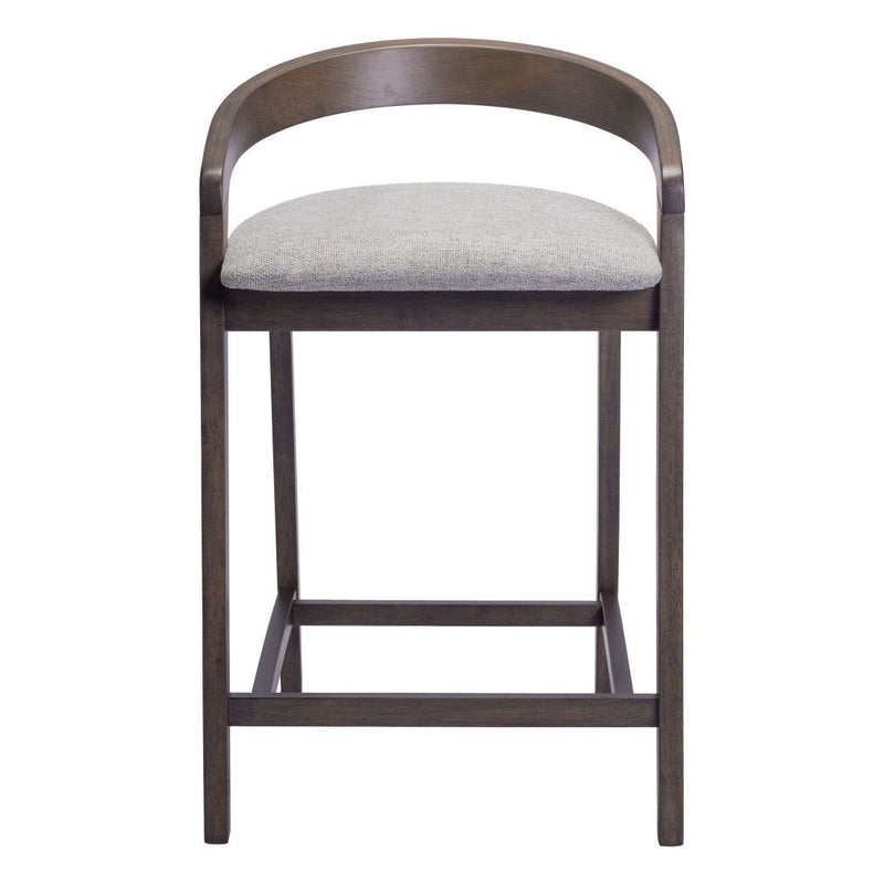 25" Fabric And Solid Wood Low Back Counter Height Bar Chairs (Set of 2) - Gray / Espresso