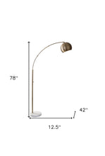 Load image into Gallery viewer, Arc Floor Lamp With Brass Solid Color Bowl Shade - Brass
