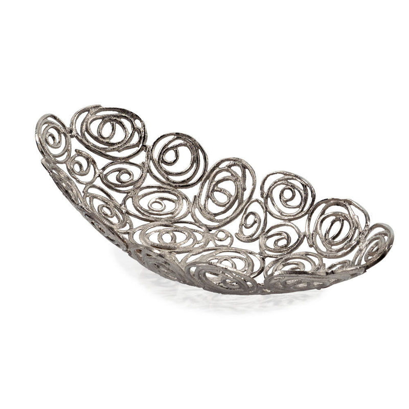 Abstract Circles Oval Decorative Bowl (628126) - Silver