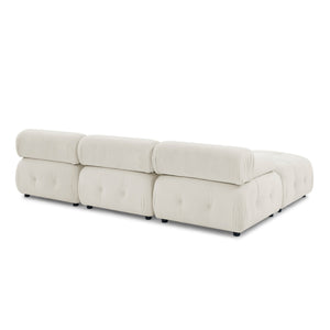 Modular Sectional Sofa, Button Tufted Designed and DIY Combination,L Shaped Couch with Reversible Ottoman, Beige Velvet