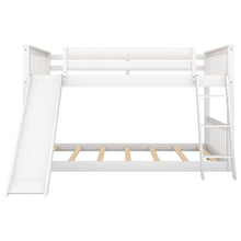 Load image into Gallery viewer, Full over Full Bunk Bed with Convertible Slide and Ladder, White
