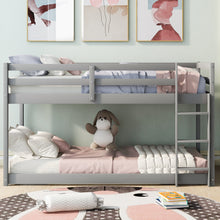 Load image into Gallery viewer, Twin over Twin Floor Bunk Bed with Ladder , Gray(Old SKU:WF281727AAE/WF286602AAE)
