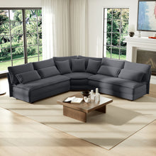 Load image into Gallery viewer, 5 Seater L Shaped Sectional Sofa With Curved Corner, 7 Pillows
