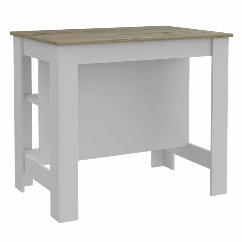 41" Island For Kitchen With Storage - Brown / White