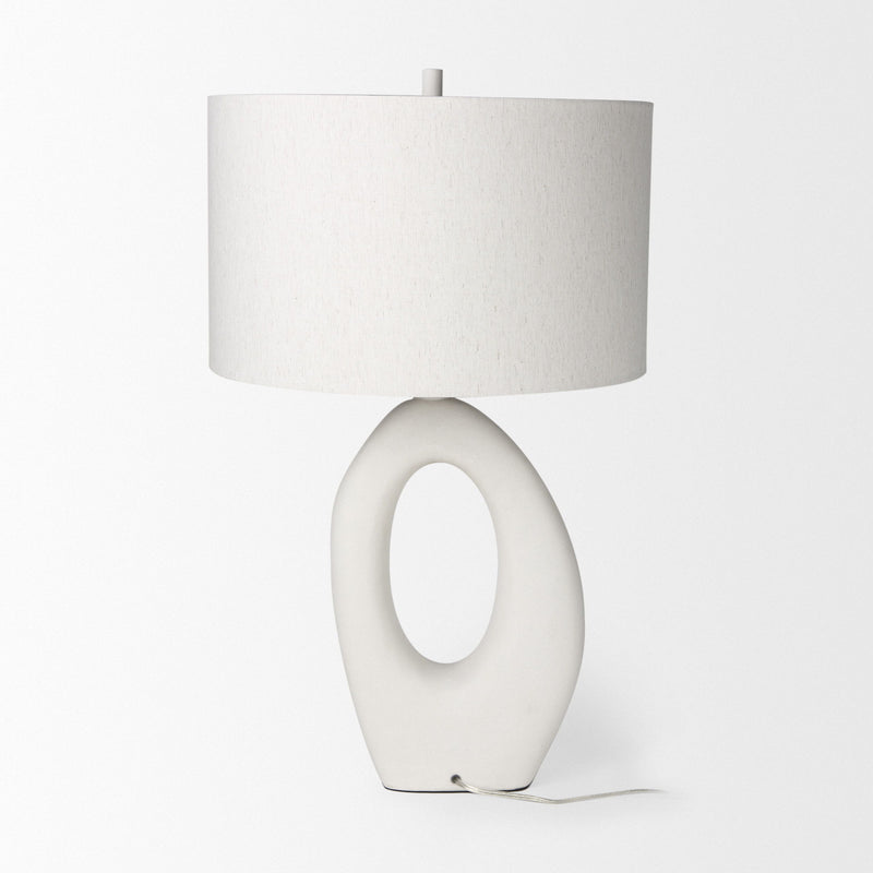 Novelty Table Lamp With Drum Shade - White