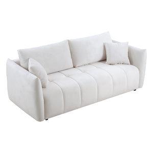 85'' Modern Fabric Sectional Couch Sofa 3 Seater Sofa with 3 Pillows for Living Room, bedroom, livingroom Beige