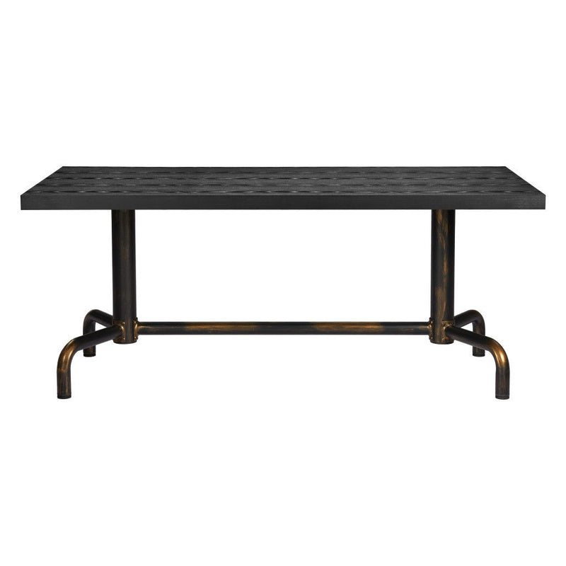 71" Wood And Steel Trestle Base Dining Table - Black