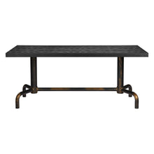 Load image into Gallery viewer, 71" Wood And Steel Trestle Base Dining Table - Black
