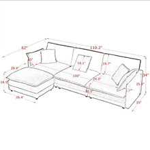 Load image into Gallery viewer, L-Shaped Sectional Sofa With Ottoman, Convertible 4 Seater Couch
