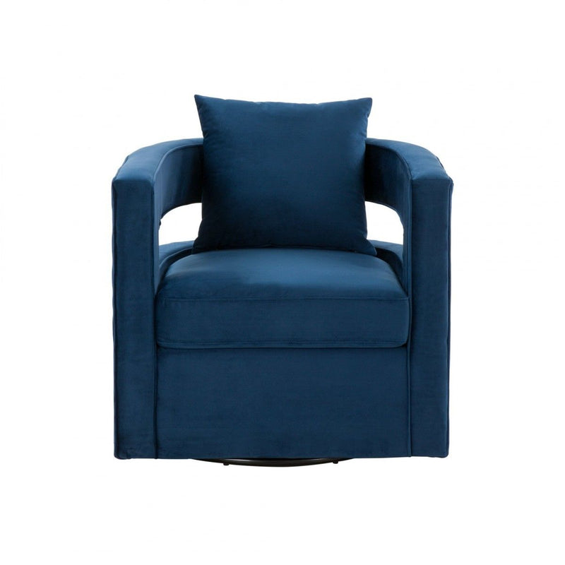 Stylish Velvet Swivel Chair - Blue