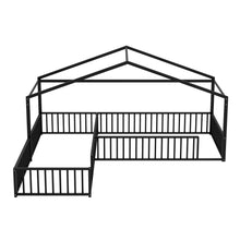 Load image into Gallery viewer, L-Shaped Montessori Bed For 2 Kids With Partitioned Fence
