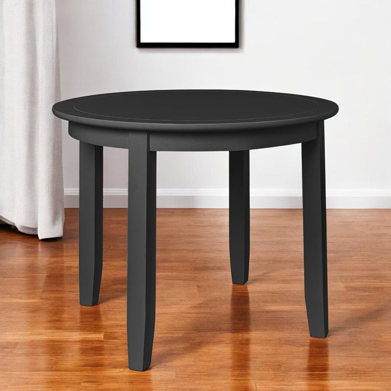 39" Solid Wood Round Top Dining Room Table - Black