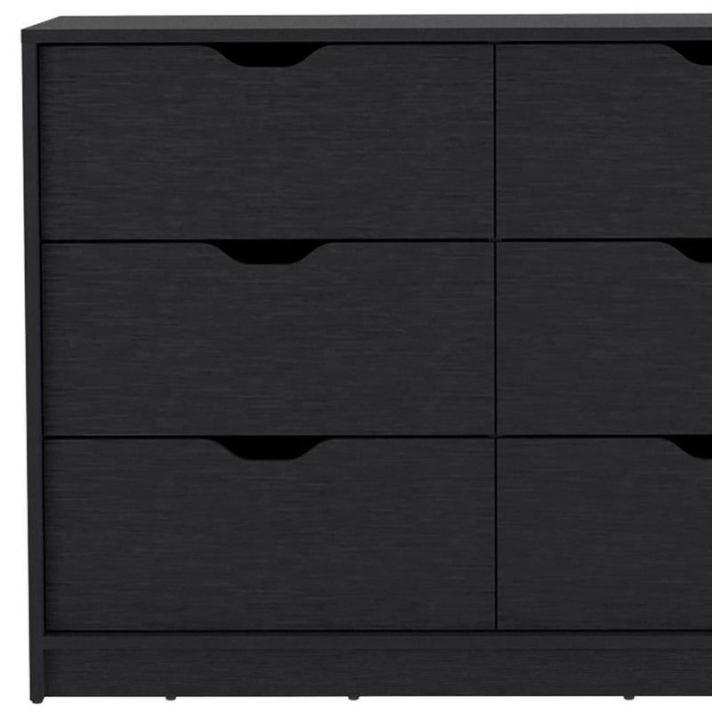 Wood Two Door Four Drawer Combo Dresser - Black