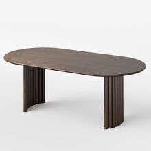 Load image into Gallery viewer, 78" Solid Wood Double Pedestal Base Oval Dining Table - Brown
