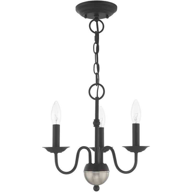 13" Three Light Dimmable Chandelier With Shades - Black
