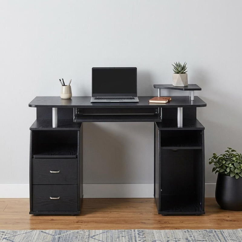 Pedestal Computer Desk With Two Drawers - Espresso