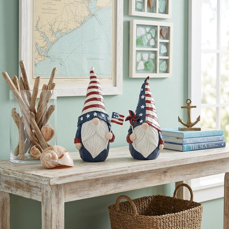 Poly Standing Gnomes (Set of 2) - Red / Red / White
