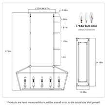 Load image into Gallery viewer, 5 Light Farmhouse Kitchen Island Lighting, 5 Light Industrial Linear Chandelier For Dining Room Metal Hanging Pendant Light Fixture For Bedroom Living Room Hallway Conference Room - Matte Black
