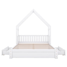 Load image into Gallery viewer, House Style Platform Bed With Guardrail And 2 Drawers
