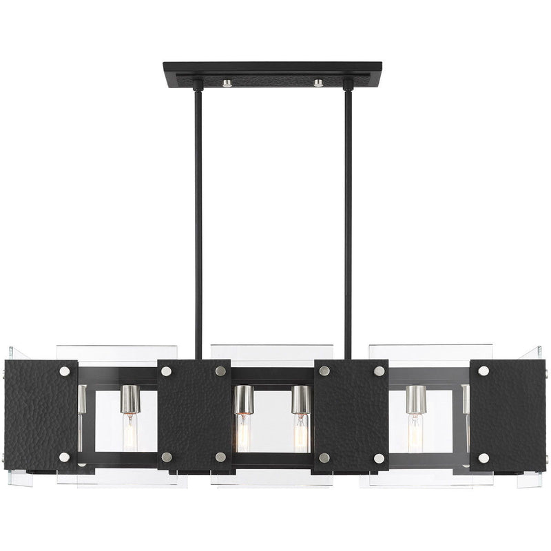 19" Eight Light Dimmable Chandelier With Shades - Black