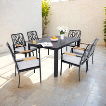 Load image into Gallery viewer, Outdoor Patio Furniture Dining Set With Sunbrella Fabric, Rectangular Table With Umbrella Hole
