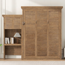 Load image into Gallery viewer, Queen Size Murphy Bed With Louvered Design And Multiple Storage Shelves - Wood
