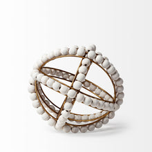 Load image into Gallery viewer, Wooden Bead Orb Sculpture - White / Gold
