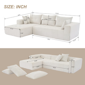 110*69" Modular Sectional Living Room Sofa Set, Modern Minimalist Style Couch, Installation-free sofa, Upholstered Sleeper Sofa for Living Room, Bedroom, Salon, 2 PC Free Combination, L-Shape, Linen