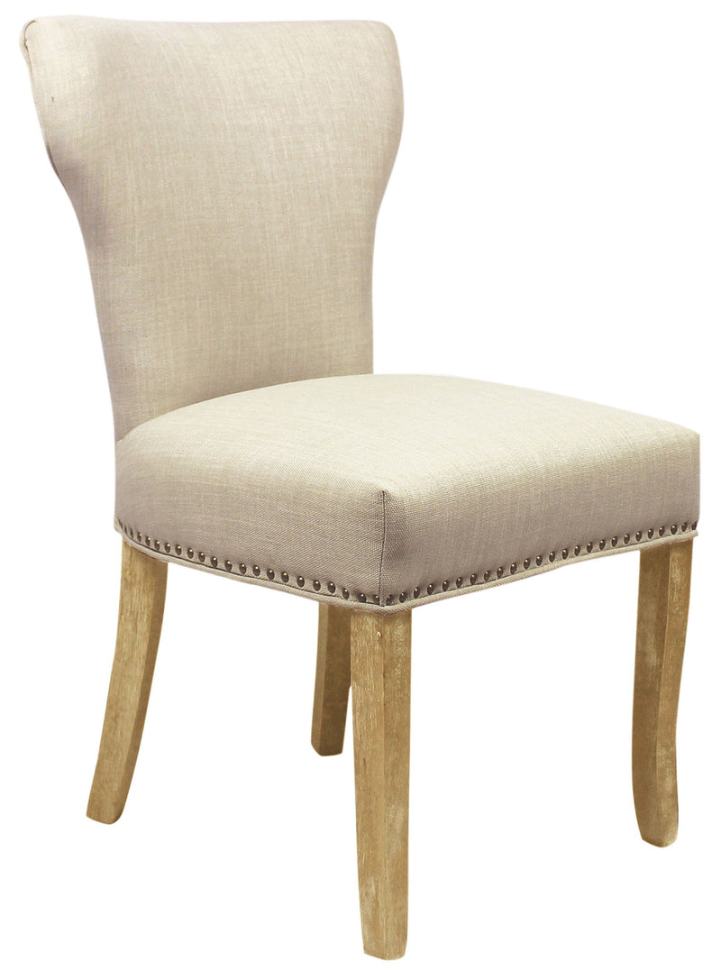 Upholstered Fabric Dining Parsons Chairs (Set of 2) - Ivory / Natural