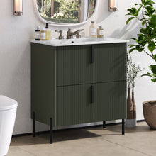 Load image into Gallery viewer, Bathroom Vanity With Ceramic Sink, Fluted Design
