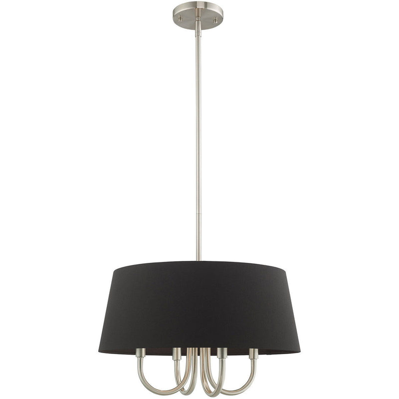 20'' Four Light Dimmable Chandelier With Shades - Nickel / Pearl Silver
