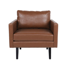 Load image into Gallery viewer, Faux Leather Club Chair With Birch Tapered Legs - Light Brown
