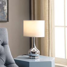 Load image into Gallery viewer, 19" Bedside Table Lamp With White Drum Shade - Silver
