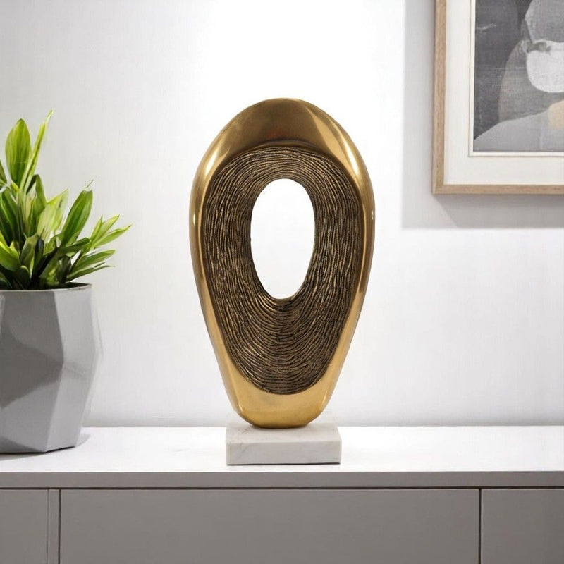 Marble Abstract Tabletop Sculpture (628142) - Gold / White
