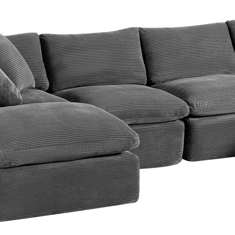 Corduroy Modular Sofa With Ottoman And Toss Pillows (754774) - Dark Gray