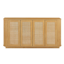 Load image into Gallery viewer, Contemporary Wave Shaped TV Stand With Rattan Doors

