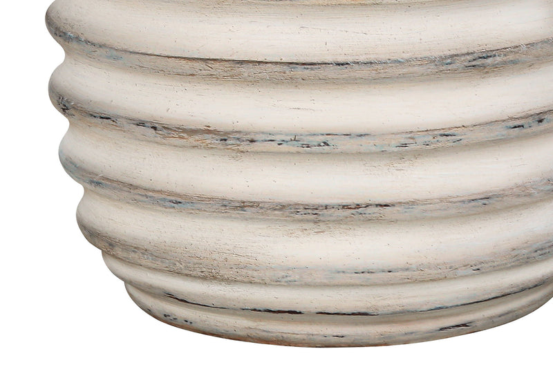 Geometric Table Lamp With Drum Shade - Cream