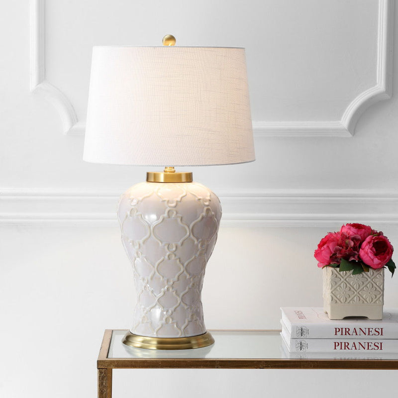29" Novelty Table Lamp LED With Drum Shade - Cream