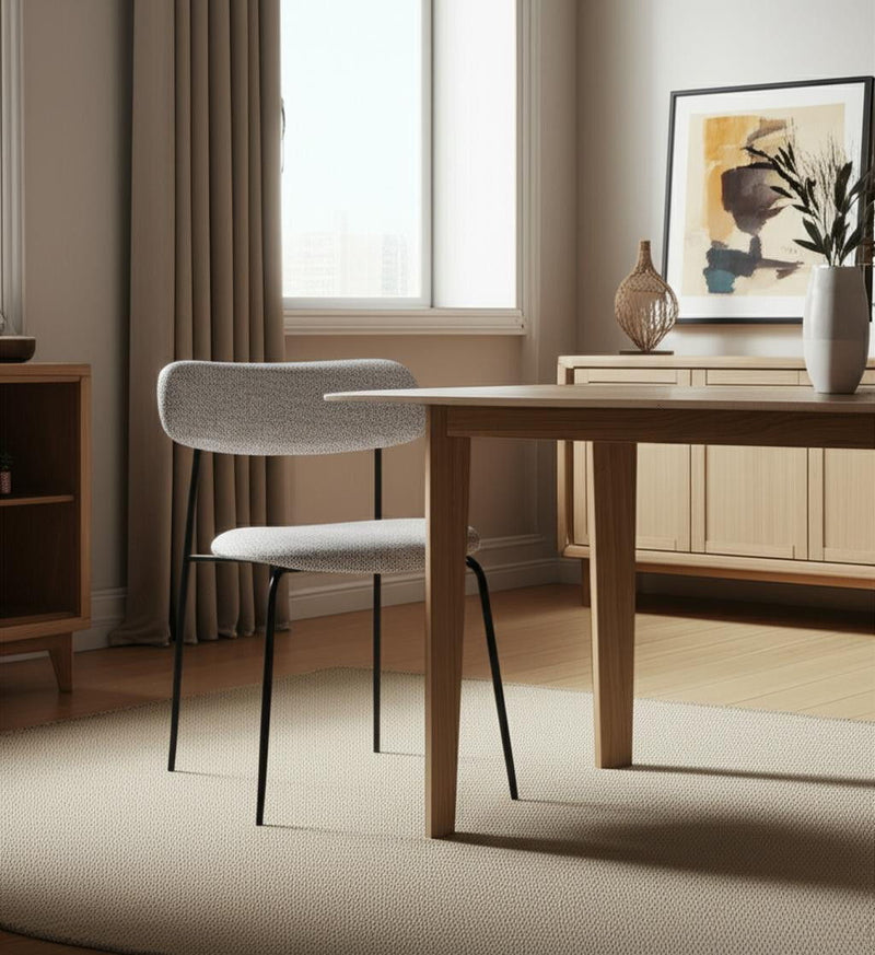 Upholstered Fabric Metal Open Back Dining Side Chair - Gray