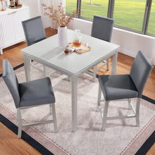 Load image into Gallery viewer, 5 Pieces Counter Height Table Set, Kitchen Table With Square Table And 4 Upholstered Chairs
