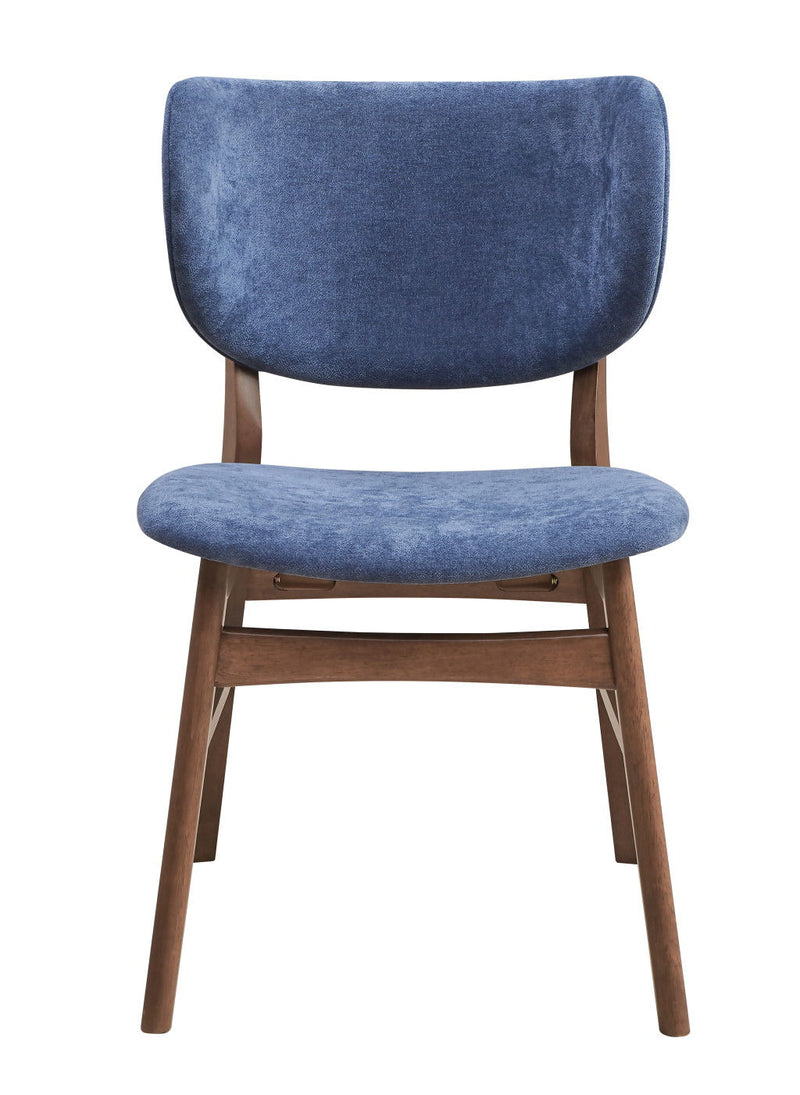 Upholstered Fabric Open Back Dining Side Chairs (Set of 2) - Blue