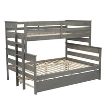 Load image into Gallery viewer, Wood Twin over Full Bunk Bed with Twin Size Trundle, Gray
