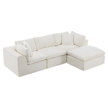 Load image into Gallery viewer, Chenille Modular Sofa Chaise With Ottoman Toss Pillows (725211) - Beige
