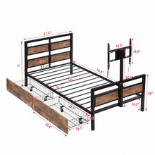 Load image into Gallery viewer, Twin Size Platform Bed With Headboard And Footboard, 2 Storage Drawers And Rotatable TV Stand - Black
