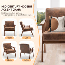 Load image into Gallery viewer, Mid Century Modern Accent Chair With Solid Wood Frame And Extra Thick Backrest
