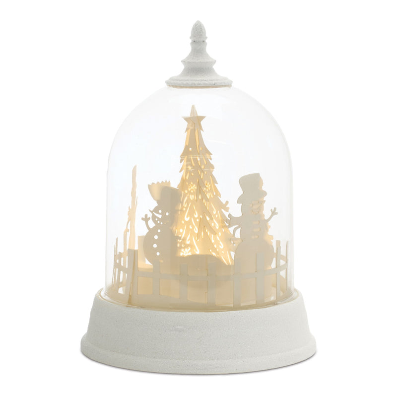 Plastic Christmas Snowman Tabletop Sculpture With LED - White