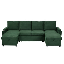 Load image into Gallery viewer, U Shaped Sectional Sofa Bed With Storage Chaise Lounges, USB Ports, And Cup Holders
