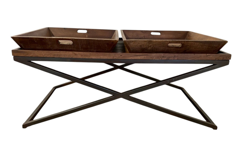 27" Solid Wood Coffee Table - Brown And Black