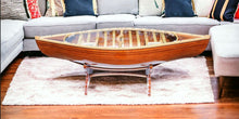 Load image into Gallery viewer, Solid Wood And Glass Canoe Coffee Table - Natural
